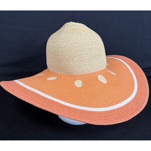 SAN DIEGO HAT CO Orange EXTRA WIDE BRIM HAT Summer Beach Sun Women's Cap